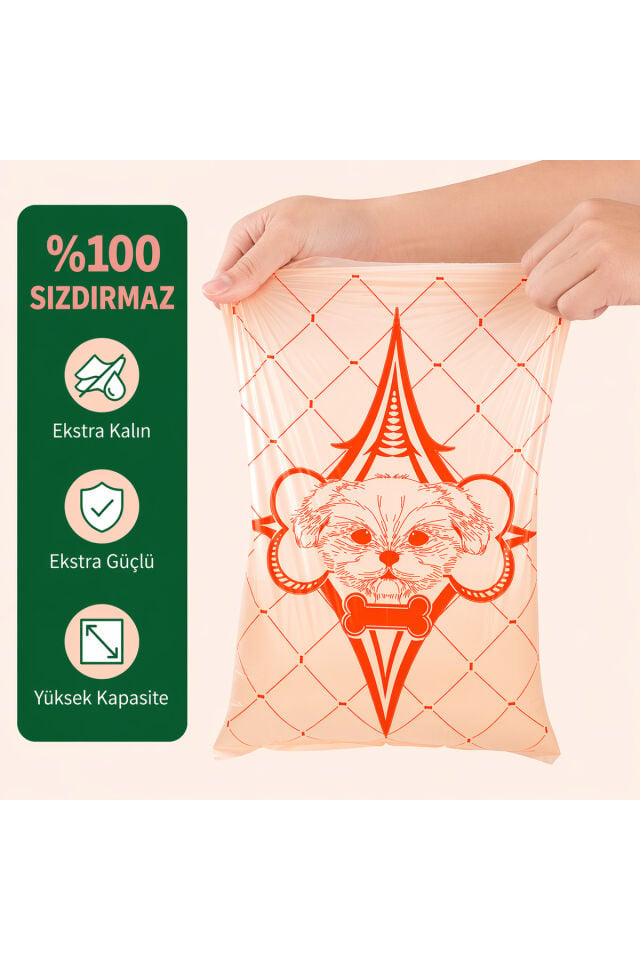 Lavantalı Köpek Dışkı Poşeti – 300 Adet / 20 Rulo, Ekstra Kalın & Dayanıklı, Çevre Dostu - Turuncu